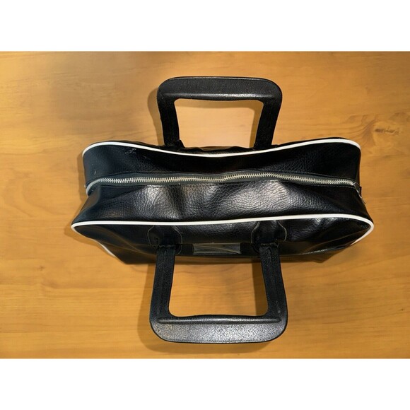 Vintage 14" x 11" European Health Spa Black Leather Gym/Tote Bag VTG 70s - Picture 2 of 10